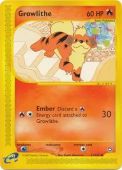 Pokemon - Aquapolis - Growlithe 51/147- Condition (NM) - Image 1