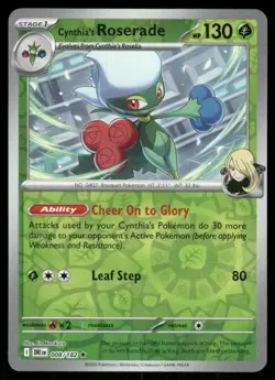 Cynthia's Roserade 008/182 Rare Destined Rivals Pokemon Reverse Holo Near Mint - Image 1