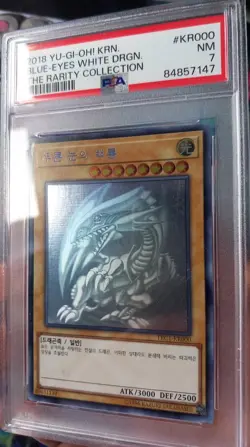 PSA 7 Yugioh Blue-Eyes White Dragon TRC1-KR000 Ghost Rarity Collection Korean - Image 2
