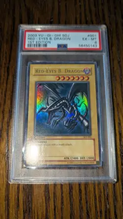 2003 YU-GI-OH! SDJ #001 RED EYES B DRAGON EX-MT PSA 6 1ST EDITION - Image 1