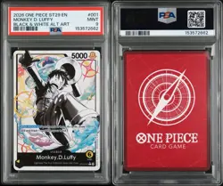 2026 One Piece ST29 EN Black & White Alt Art #001 Monkey D. Luffy PSA 9 MINT - Image 3
