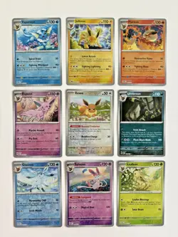 Prismatic Evolutions Complete 9 Card Eeveelution Reverse Holo Set Pokemon TCG - Image 1