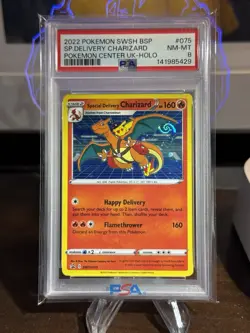 PSA 8 NM-MT SPECIAL DELIVERY CHARIZARD SWSH075 HOLO PROMO POKEMON CARD - Image 1