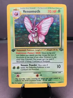 Pokemon TCG 1st Edition Venomoth 13/64 Jungle Holo Rare 1999 VTG WOTC - Image 1