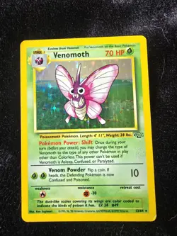 Pokemon TCG Venomoth Jungle Holo Card 13/64 Unlimited Rare, 1999 Edition - Image 1