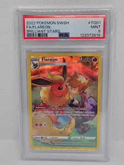 2022 POKEMON SWORD & SHIELD BRILLIANT STARS #TG01/TG30 FULL ART/FLAREON PSA 9 - Image 1