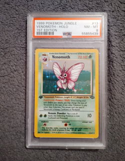 Pokemon TCG Venomoth Jungle 1st Edition Holo Rare 13/64 1999 PSA 8 - Image 1