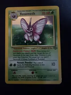 Pokemon TCG Venomoth Jungle Holo Card 13/64 Unlimited Rare, 1999 Edition - Image 1
