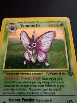 Pokemon TCG Venomoth Jungle Holo Card 13/64 Unlimited Rare, 1999 Edition - Image 2