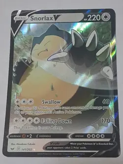 Snorlax V 141/202 SWSH01: Sword & Shield Base Set Holo Ultra Rare Pokemon TCG - Image 3