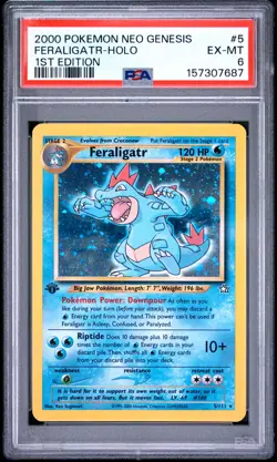2000 POKEMON NEO GENESIS 1ST EDITION #5 FERALIGATR-HOLO PSA 6 - Image 1