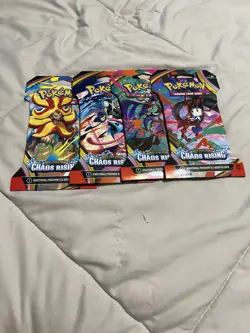Pokemon Chaos Rising Sleeved Booster Pack Art Set 4 Packs - Image 1