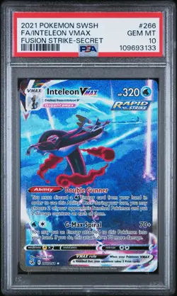 Secret - Inteleon VMAX Pokemon Sword & Shield Fusion Strike PSA 10 GEM MT - Image 1