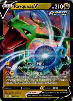 RAYQUAZA V 110/203 HOLO V RARE EVOLVING SKIES POKEMON HOLO NEAR MINT - Image 1