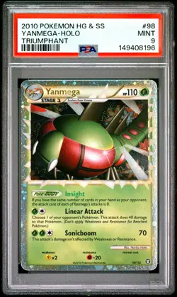 2010 POKEMON HEARTGOLD & SOULSILVER TRIUMPHANT 98 YANMEGA-HOLO PSA 9 - Image 1