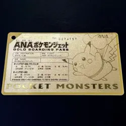 ANA Pokemon Jet Gold Boarding Pass Flying Pikachu - Image 1