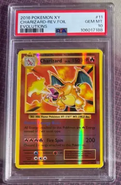 2016 Pokemon XY Evolutions Charizard Reverse Holo 11 PSA 10 - Image 1