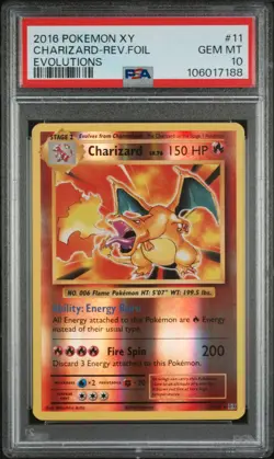 2016 Pokemon XY Evolutions Charizard Reverse Holo 11 PSA 10 - Image 2