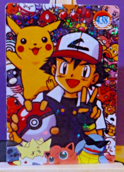 POKEMON POCKET MONSTERS VENDING PRISM STICKER 438 PIKACHU ASHE MEW SQUIRTLE - Image 1
