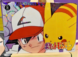 POKEMON POCKET MONSTERS VENDING PRISM STICKER 213 PIKACHU ASH - Image 1