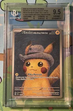 Pokemon Pikachu with Grey Felt Hat Van Gogh Full Art Promo SVP EN 085 BGS 9.5 - Image 1