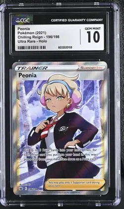 CGC 10 PEONIA 196 CHILLING REIGN SWORD & SHIELD TRAINER POKEMON - Image 1