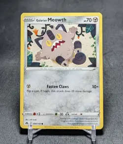 Galarian Meowth Regular Common Metal 2023 Crown Zenith Pokemon TCG Card 084/159 - Image 1