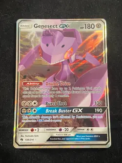 Pokemon TCG Genesect GX Sun & Moon Lost Thunder 130/214 Holo Ultra Rare - Image 1