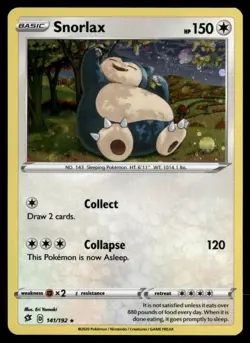 Snorlax - (Cosmos Holo) 141/192 Miscellaneous Cards & Products Pokemon TCG - Image 1