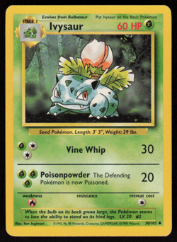 Ivysaur 30/102 Uncommon Base Set Unlimited Pokemon LP - Image 1