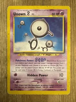 Unown B 39/64 Uncommon Pokemon Neo Revelation Unlimited WOTC DMG 2001 - Image 1