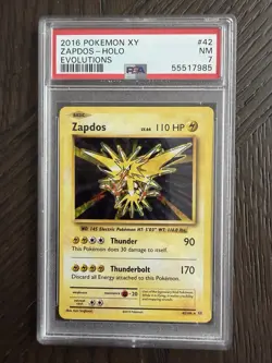 2016 Pokemon XY Zapdos Holo Evolutions #42/108 Mint PSA 9 Graded - Image 1