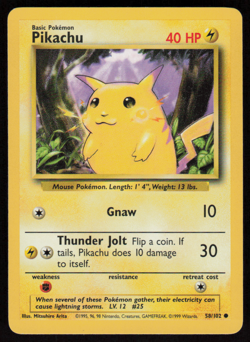 Pikachu 58/102 Common Base Set Unlimited Pokemon LP - Image 1