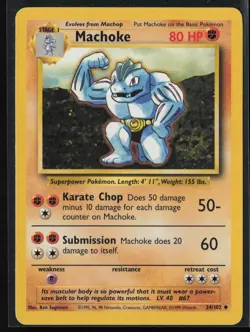 Machoke 34/102 Uncommon Base Set Unlimited Pokemon Near Mint - Image 1