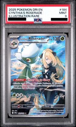 2025 POKEMON DRI EN-DESTINED RIVALS ILLUSTRATION RARE CYNTHIA'S ROSERADE PSA 9 - Image 1