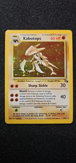Pokemon TCG Kabutops Holo Rare Card 9/62 Fossil Unlimited 1999 Vintage - Image 1