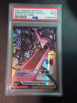 Digimon Card Game Battle of Omni Omnimon Zwart Defeat Secret Rare BT5-112 PSA 9 - Image 1
