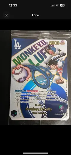 One Piece x Dodgers Collaborative Promo Card Monkey D. Luffy (Sealed) - Image 3