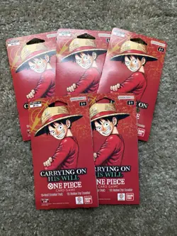 One Piece OP-13 Carrying on His Will Sleeved Blister Booster Packs New LOT OF 5 - Image 1