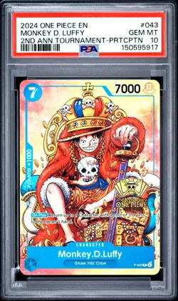 One Piece Monkey D. Luffy 2nd Anniversary Stamped Promo P 043 PSA 10 Gem English - Image 1