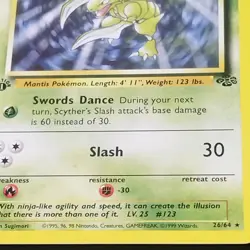 Pokemon TCG Scyther 26/64 Jungle 1st Edition Non-Holo Rare Card LP Excellent!! - Image 3