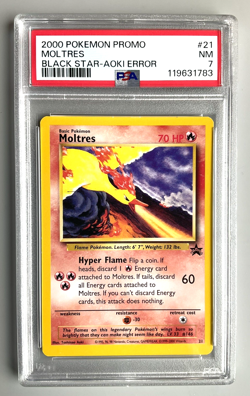 Pokemon Card 2000 Black Star Promo MOLTRES #21 Aoki Error PSA 7 - Image 1