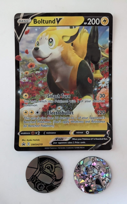 Pokemon TCG Boltund V Basic JUMBO Oversized 7x5 Promo Card w/ 2 Coins SWSH219 - Image 1