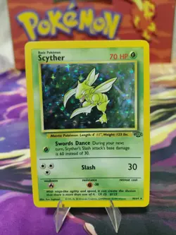 Pokemon TCG Scyther Holo Rare Jungle Card 10/64 MP Condition Tiny Corner Crease - Image 1