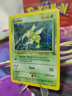 Pokemon TCG Scyther Holo Rare Jungle Card 10/64 MP Condition Tiny Corner Crease - Image 2