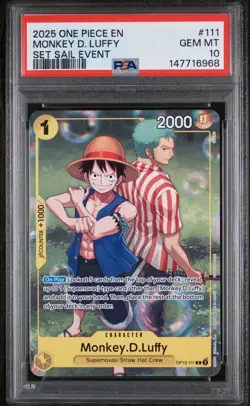 PSA 10 Monkey D. Luffy 111 Set Sail Event One Piece Promos One Piece 2025 - Image 1