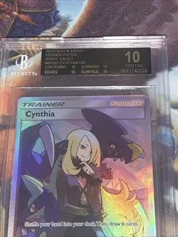 2019 Sun & Moon Pokemon Cynthia SV82 Hidden Fates - BGS Black Label Pristine 10 - Image 2