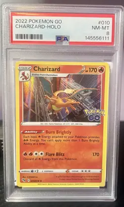 Charizard 010/078 Pokemon GO Holo Rare Graded PSA 8 English Pokemon TCG - Image 1