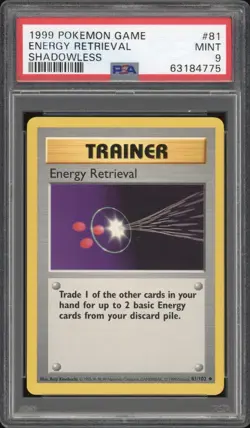 1999 Pokemon Game Shadowless Base Set Energy Retrieval 81/102 PSA 9 MINT - Image 1