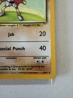 Pokemon TCG Hitmonchan Base Set 7/102 Holo Unlimited Holo Rare LP - Image 5
